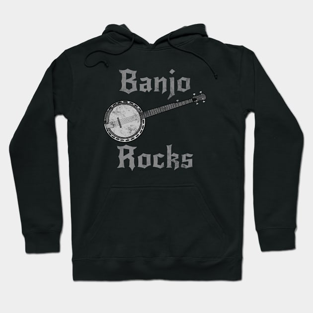 Banjo Rocks, Banjoist Goth Heavy Rock Musician Hoodie by doodlerob